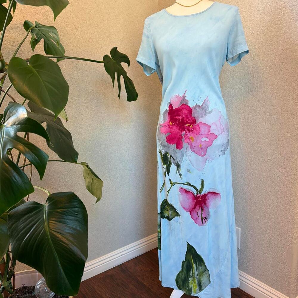 Blue Floral Maxi Dress Vintage Y2K Summer Dress